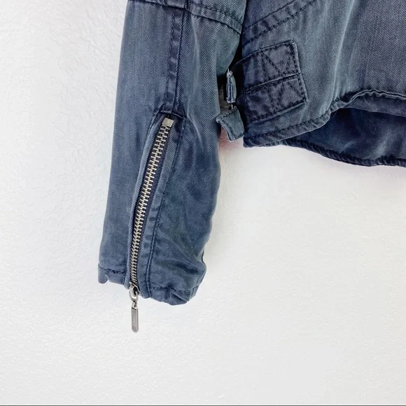 MAX JEANS Soft Stylish Tencel Grey Charcoal Moto Jacket Size XSmall - Picture 9 of 11